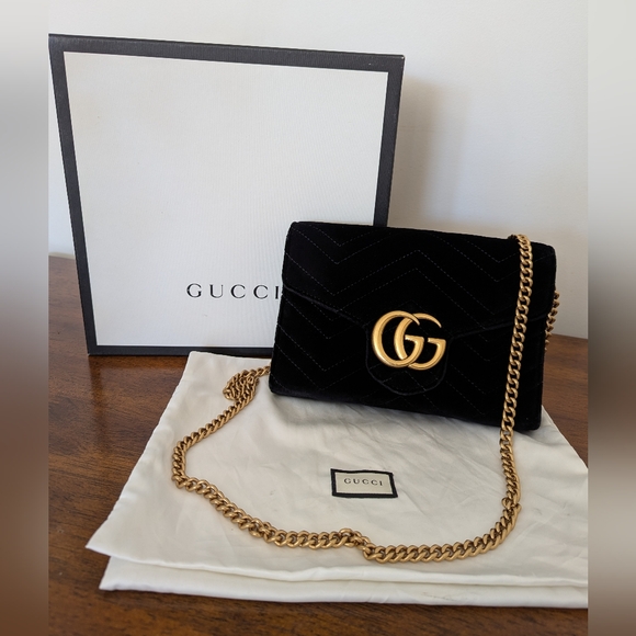 Black Gucci Marmont Velvet Crossbody Bag - Picture 15 of 15